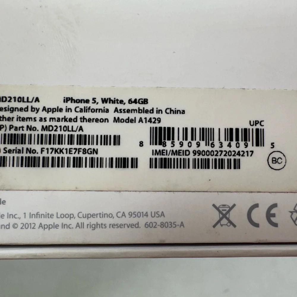 BOX ONLY for Apple iPhone 5 - White 64Gb